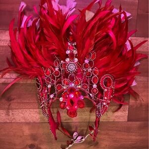 Red Headpiece with Rhinestones